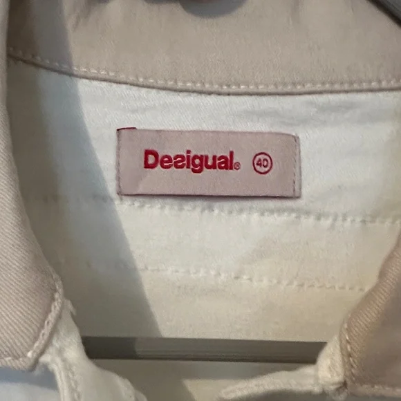 Desigual Women's Artistic Patchwork Jean Jacket - Cream and Gray - Picture 2 of 13